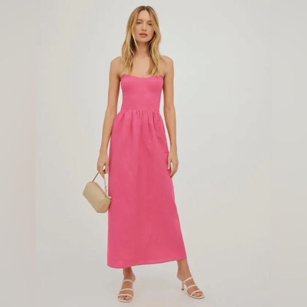 REFORMATION Fettucine Pink Linen Dress - NWOT